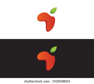 Apple Logo ribbon vector. Fresh fruit idea juice drink icon