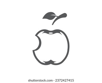 apple logo, simple with a bite mark on the apple, graphic design illustration