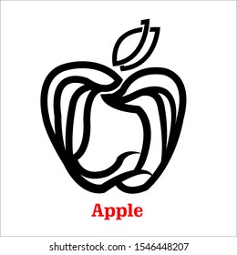 apple logo simple with line style, mascot fruit for your company, fresh juice apple