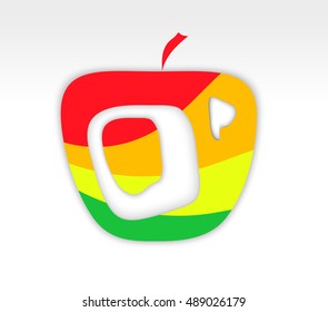 Apple logo symbol as cut layered paper. Flat design for Rosh Hashanah Jewish New Year. 