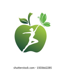apple logo vector design in green. good for beauty logos