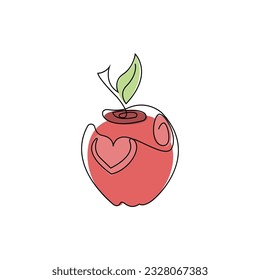 Apple logo. Vector Farm Fresh Sweet Red Fruit, Design With Simple Lines, Illustration Symbol