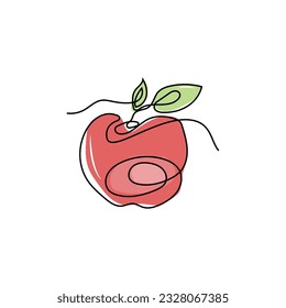 Logo de Apple. Granja vectorial Fresco Fruta Roja Dulce, Diseño Con Líneas Sencillas, Símbolo De Ilustración