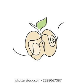 Logo de Apple. Granja vectorial Fresco Fruta Roja Dulce, Diseño Con Líneas Sencillas, Símbolo De Ilustración
