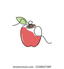 Logo de Apple. Granja vectorial Fresco Fruta Roja Dulce, Diseño Con Líneas Sencillas, Símbolo De Ilustración