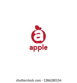 the apple logo with a white background and red apples and the letter a in it. elegant, vector, modern, unique.