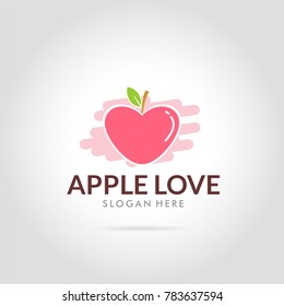 apple logo wtih love flat simple modern vector illustration