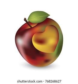 Apple with Love Bitten Vector Illustration