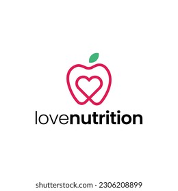 Apple and love combination logo. It is suitable for use as a nutrition counseling logo.