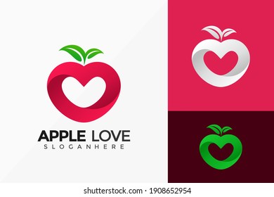 Apple Love Fruit Logo Design, Nature Fresh modern Logos Designs Vector Illustration Template