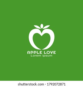 Apple Love Heart Logo Simple Design.