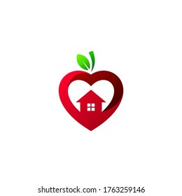 apple with love and home logo design