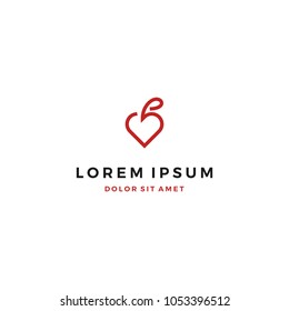 Apple and Love Logo Design Template