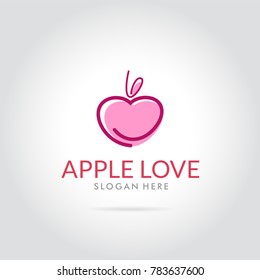 apple love logo flat simple modern vector illustration