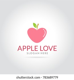 apple love logo flat simple modern vector illustration
