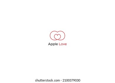 Apple love logo - Vector abstract read and black apple