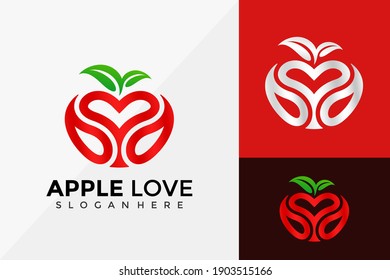 Apple Love Nature Leaf Logo Design, Brand Identity Logos Designs Vector Illustration Template
