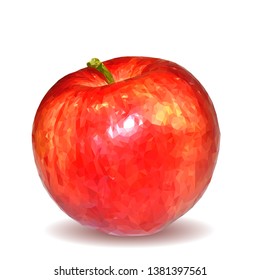 Apple low poly. Fresh, nutritious and tasty apple. Symbols of fruits. Elements for label design. Vector illustration. Apple ingredients in triangulation technique. 