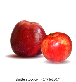 Apple low poly. Fresh, nutritious and tasty apples. Symbols of fruits. Elements for label design. Vector illustration. Fruits ingredients in triangulation technique. 