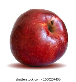 Apple low poly. Fresh, nutritious and tasty apples. Symbols of fruits. Elements for label design. Vector illustration. Fruits ingredients in triangulation technique. 