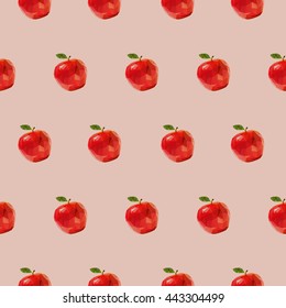 Apple Low Poly Pattern Seamless , Vector Illustration 