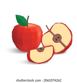 Apple low polygon style isolated on white background, Vector stock illustration.