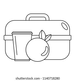 Apple lunch box icon. Outline illustration of apple lunch box vector icon for web design isolated on white background