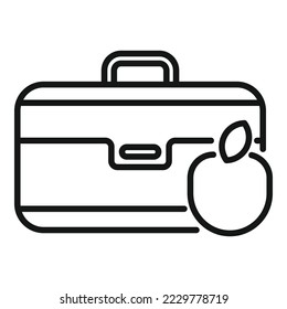 Apple lunch box icon outline vector. Healthy meal. School breakfast