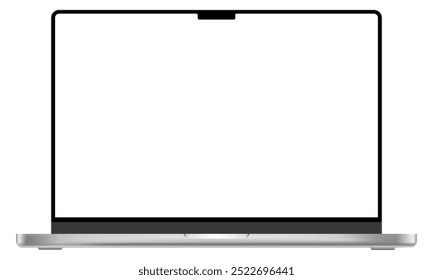 Apple MacBook pro realistic laptop device mockup template. Modern technology computer blank screen vector illustration