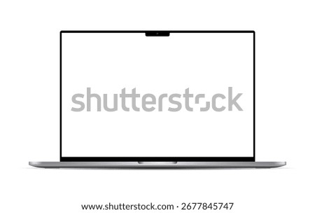 Apple MacBook Pro realistic laptop device mockup template with blank display on white background for advertisement and product showcase. Vector illustration