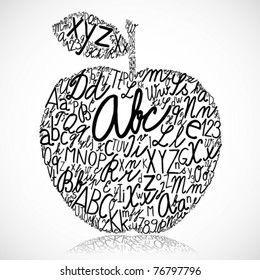 Apple made of alphabet letters