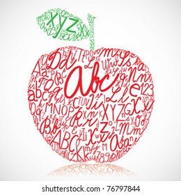 Apple made of alphabet letters