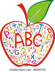  apple made of alphabet letters