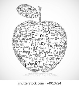 Apple made of equations and formula - vector illustration