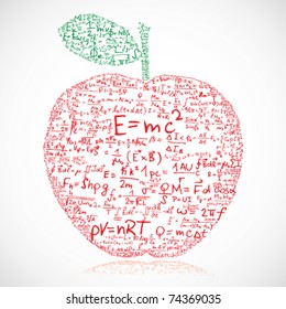 Apple made of equations and formulas - vector illustration