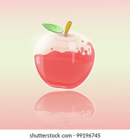 An apple made of glass with juice inside