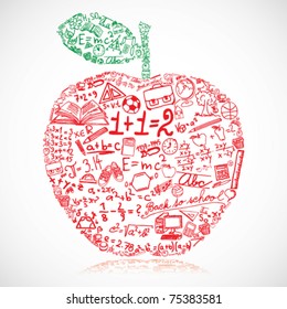 Apple made of school symbols