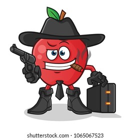 apple mafia mascot vector cartoon illustration