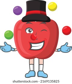 Apple magician circus design character, design vector illustrator, character design on white background.