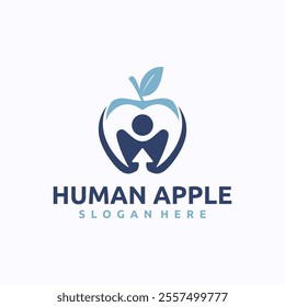 Apple Man logo design template. Healthcare concept. Creative vector symbol.