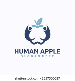 Apple Man logo design template. Healthcare concept. Creative vector symbol.
