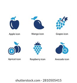 Apple, Mango, Grapes, Apricot, Raspberry, Avocado, icon