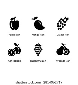 Apple, Mango, Grapes, Apricot, Raspberry, Avocado, icon