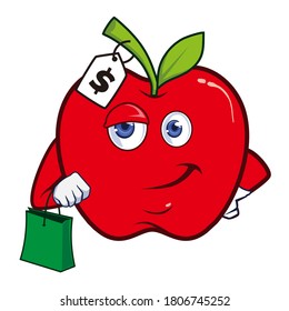 apple mascot cartoon in vector