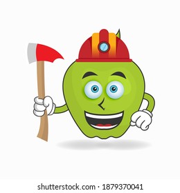 El personaje de la mascota de Apple se convierte en bombero. ilustración vectorial