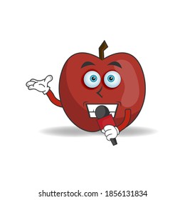 El personaje de la mascota Apple se convierte en anfitrión. ilustración vectorial