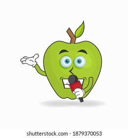 The Apple mascot character becomes a host. vector illustration