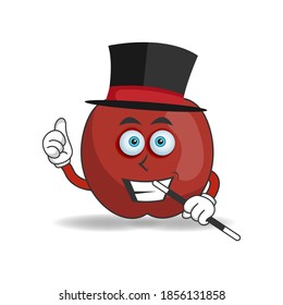 The Apple mascot character becomes a magician. vector illustration