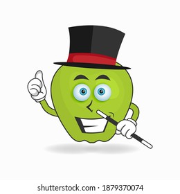 The Apple mascot character becomes a magician. vector illustration