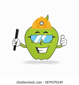 The Apple mascot character becomes a mining officer. vector illustration